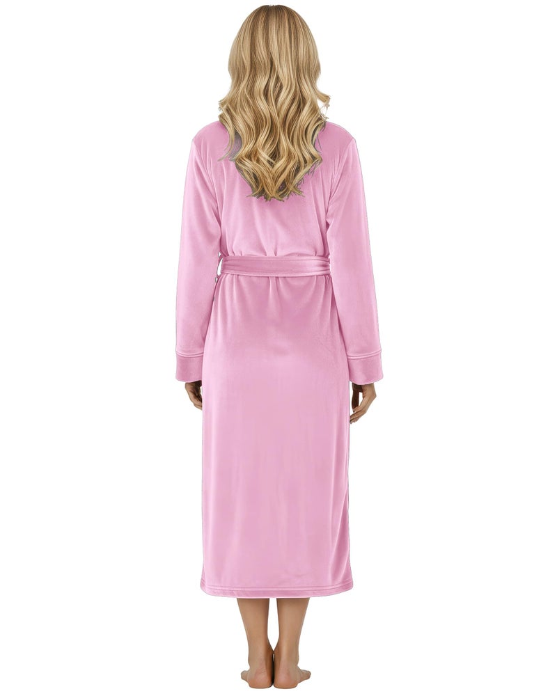 NY Threads Premium Womens Robe, Plush Fleece Long Bath Robe for Women, Fluffy Soft Women's Bathrobe, Medium, Pink - Image 2